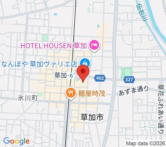 草加アコスホールの地図