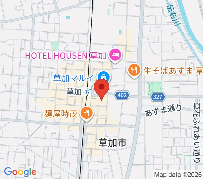 草加アコスホールの地図