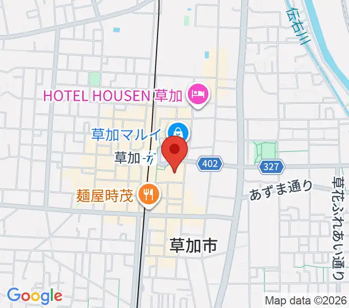 草加アコスホールの地図