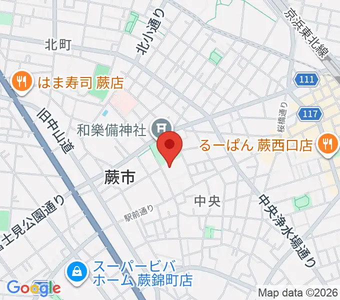 蕨市民会館の地図