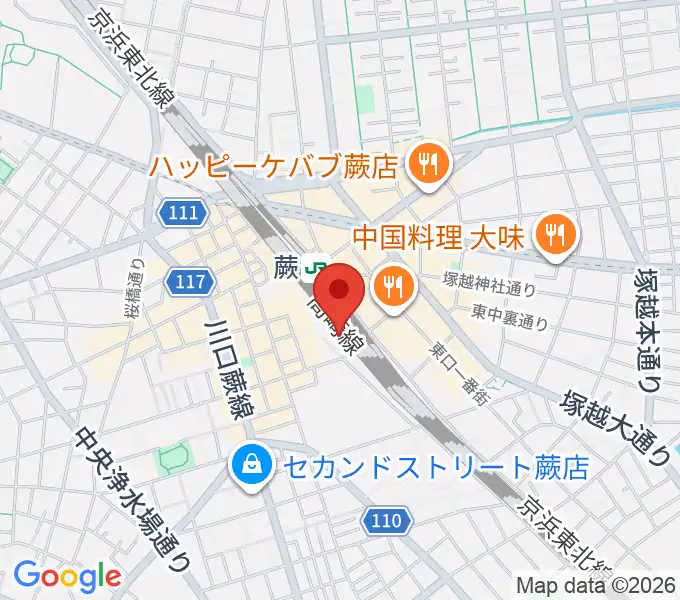 蕨市立文化ホール くるるの地図