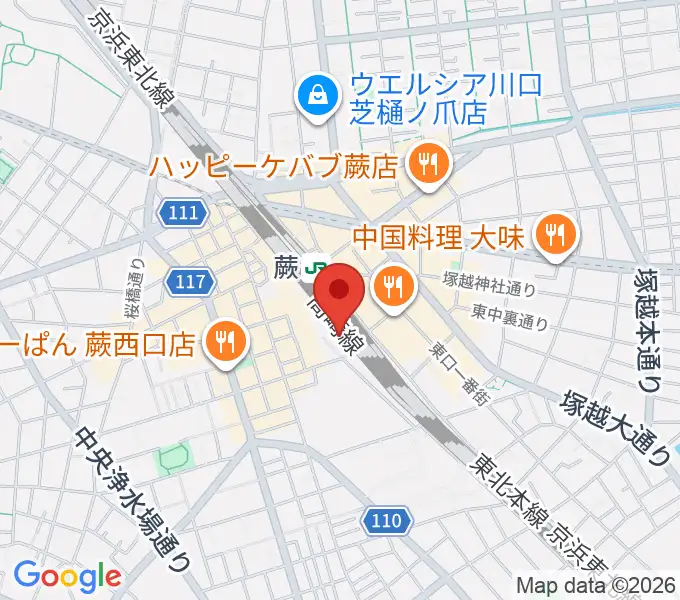 蕨市立文化ホール くるるの地図
