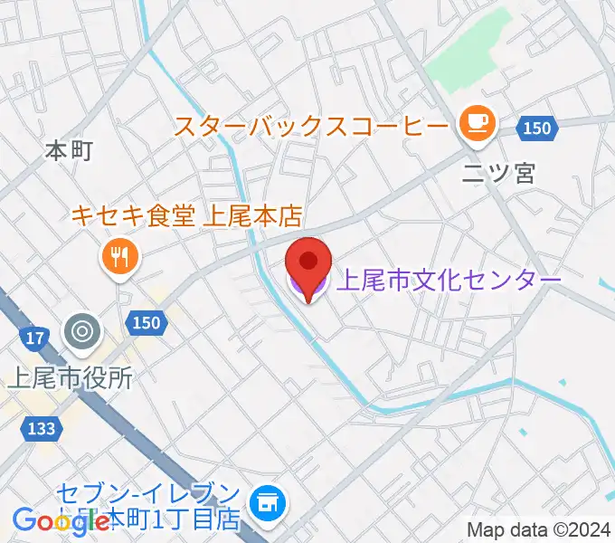 あげお富士住建ホールの地図