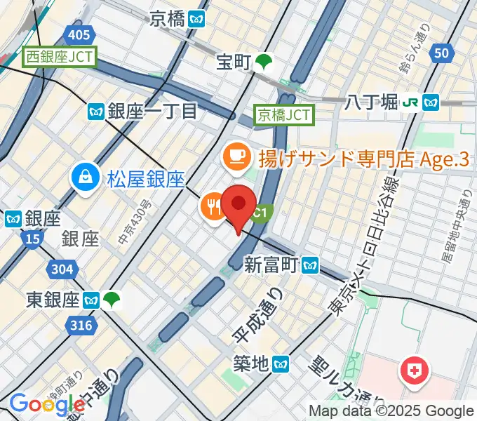 銀座ブロッサム 中央会館の地図