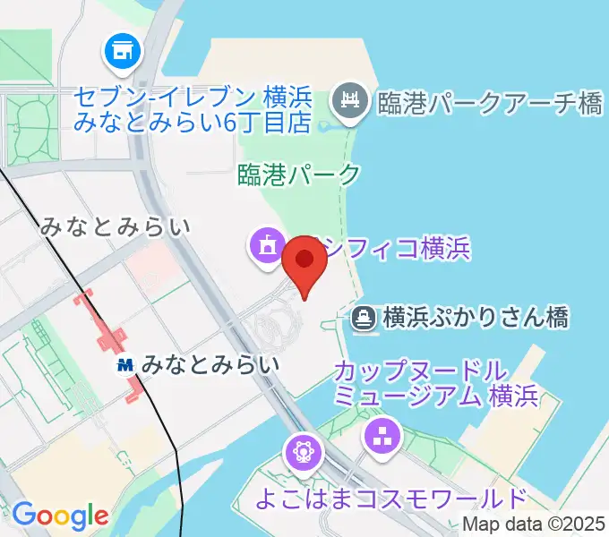 パシフィコ横浜 国立大ホールの地図