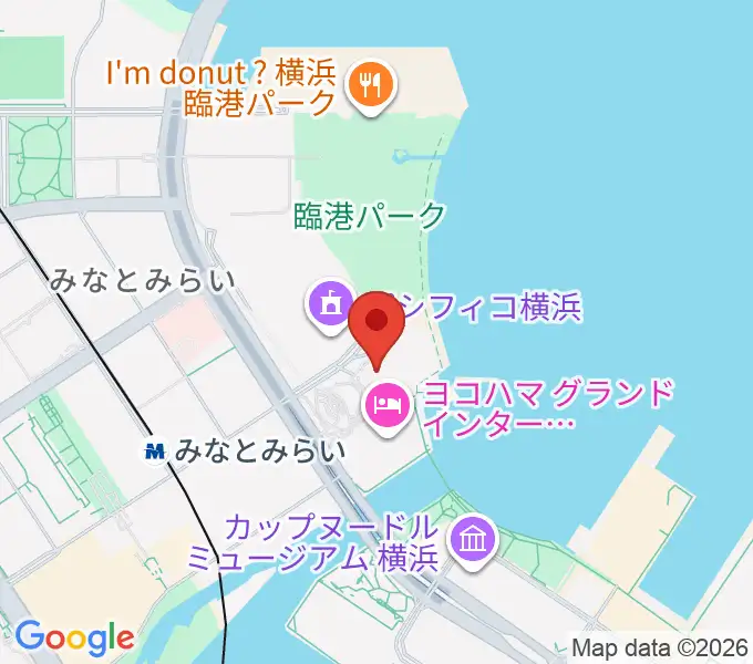 パシフィコ横浜 国立大ホールの地図