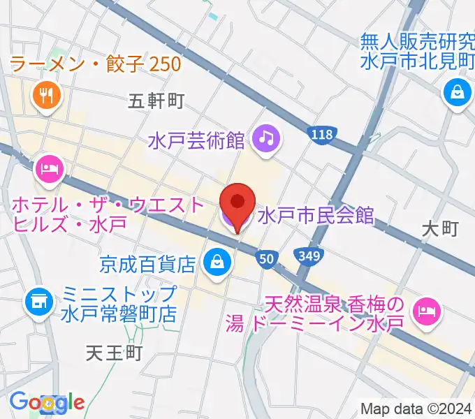 水戸市民会館の地図