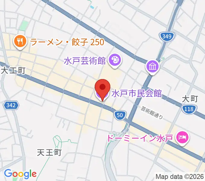 水戸市民会館の地図