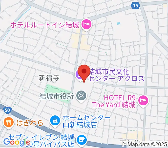 結城市民文化センターアクロスの地図