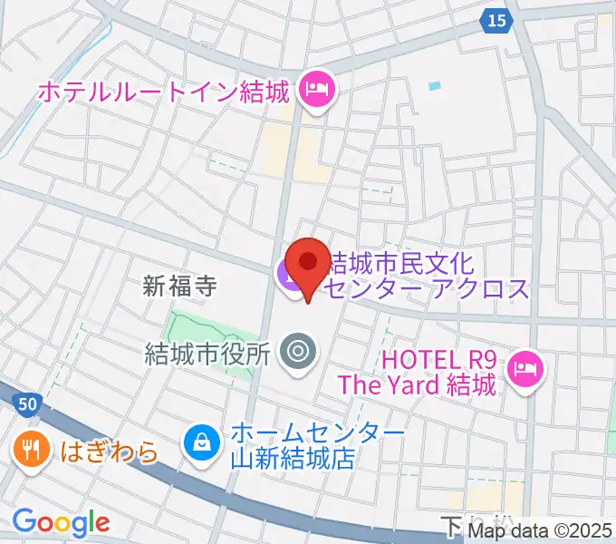 結城市民文化センターアクロスの地図