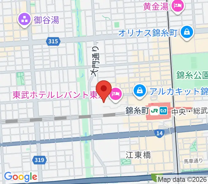 すみだトリフォニーホールの地図