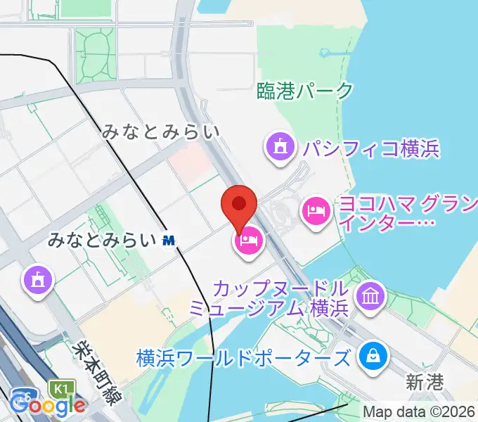 横浜みなとみらいホールの地図