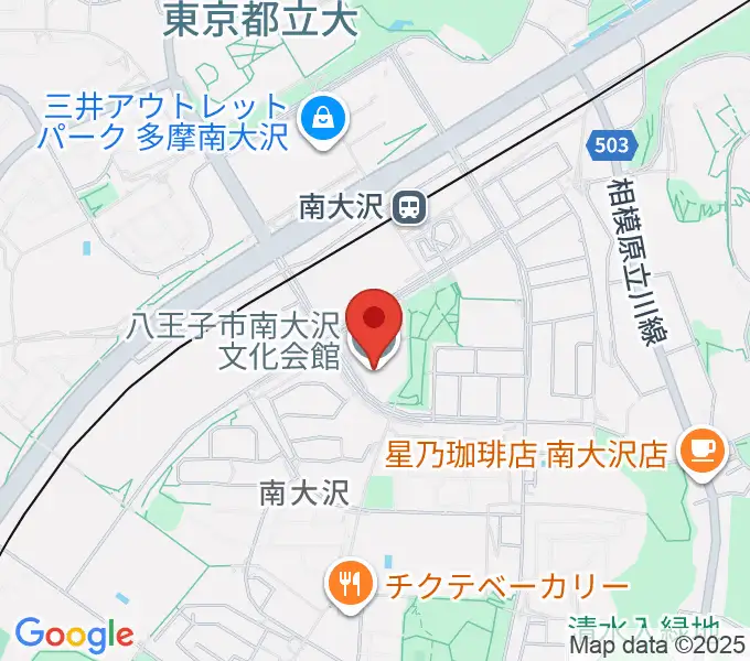 八王子市南大沢文化会館の地図