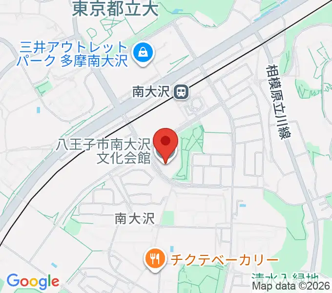 八王子市南大沢文化会館の地図