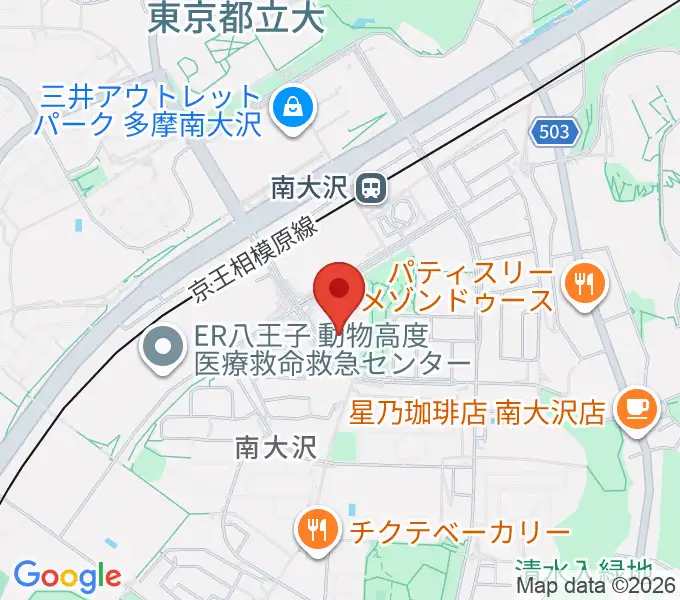 八王子市南大沢文化会館の地図