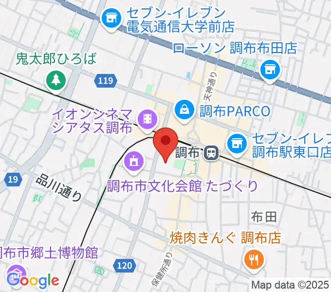 調布市グリーンホールの地図