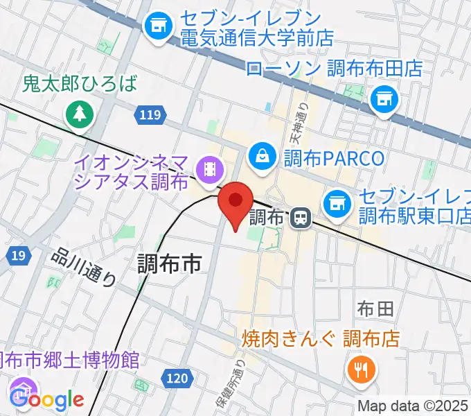 調布市グリーンホールの地図