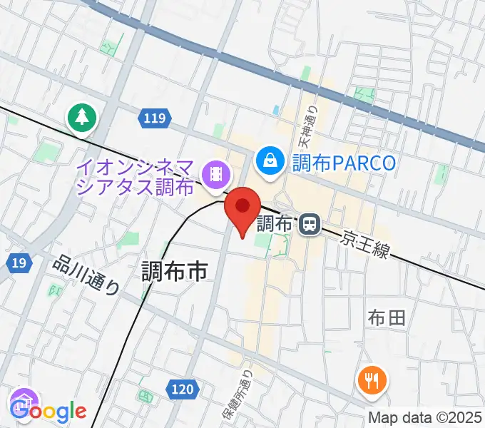 調布市グリーンホールの地図