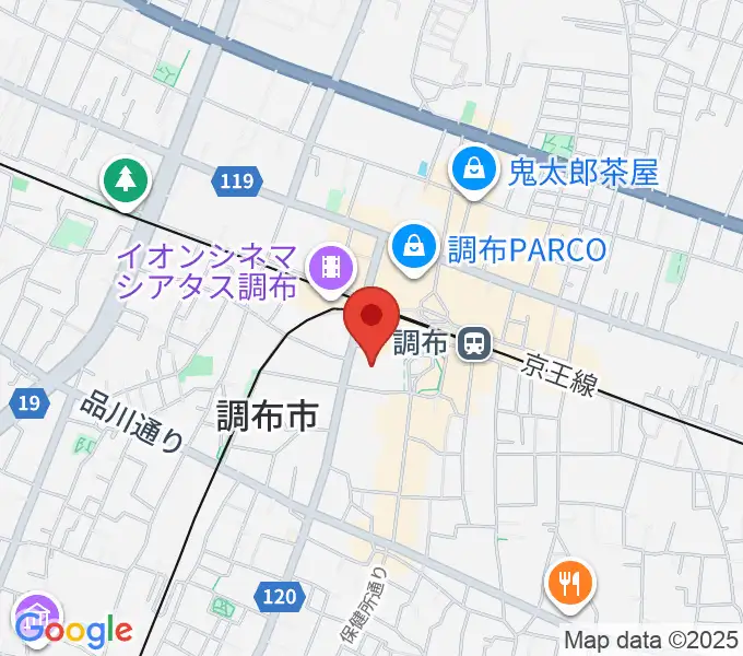 調布市グリーンホールの地図