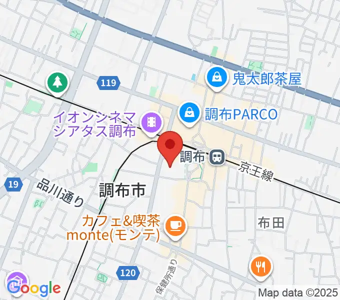 調布市グリーンホールの地図