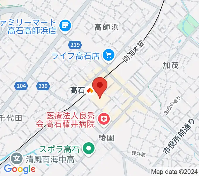 アプラたかいし アプラホールの地図