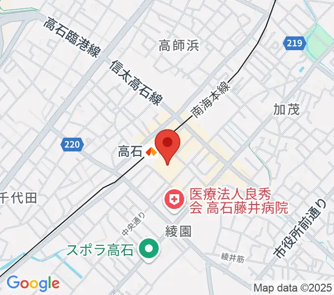 アプラたかいし アプラホールの地図