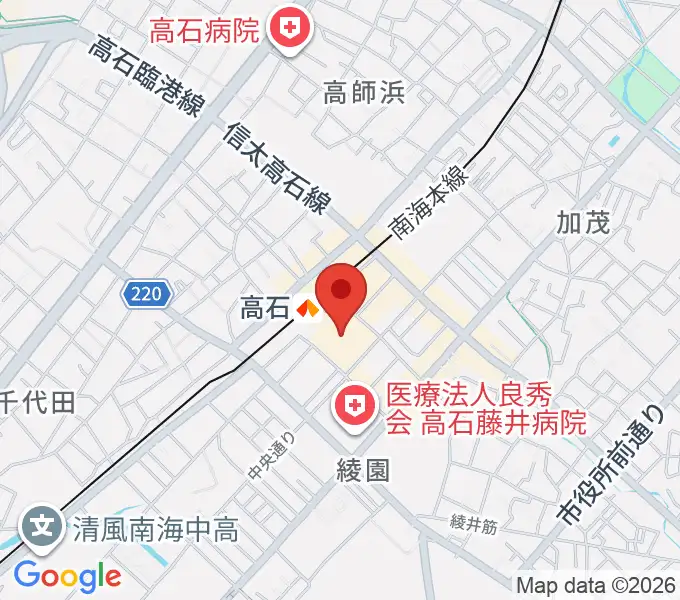 アプラたかいし アプラホールの地図