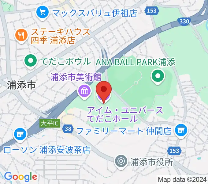 アイム・ユニバース てだこホールの地図