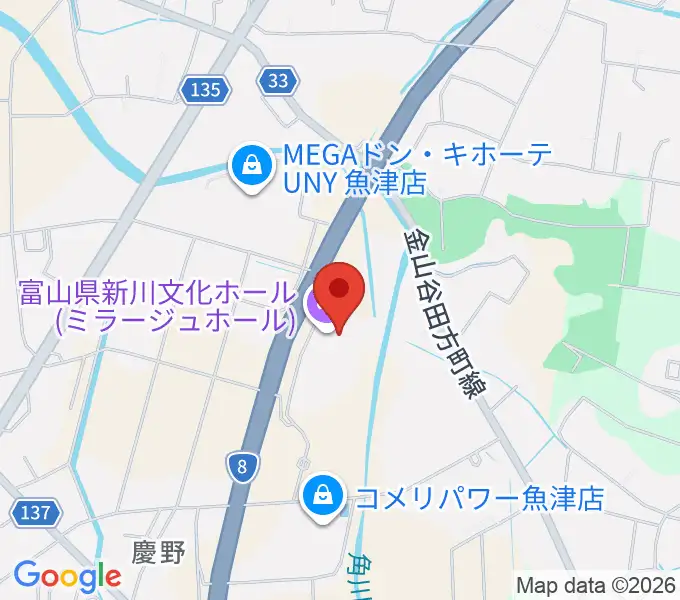 新川文化ホール ミラージュホールの地図