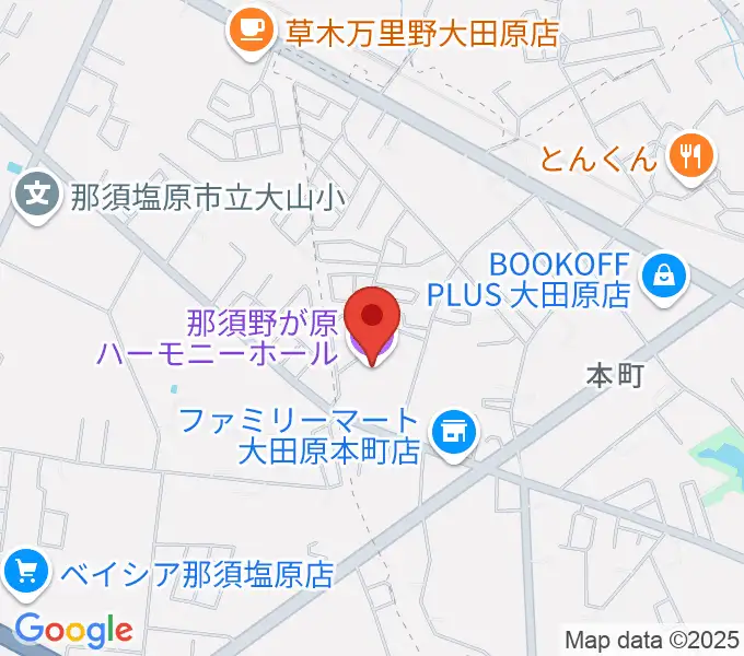 那須野が原ハーモニーホールの地図