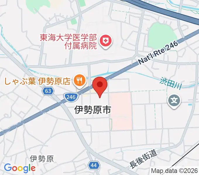 伊勢原市民文化会館の地図