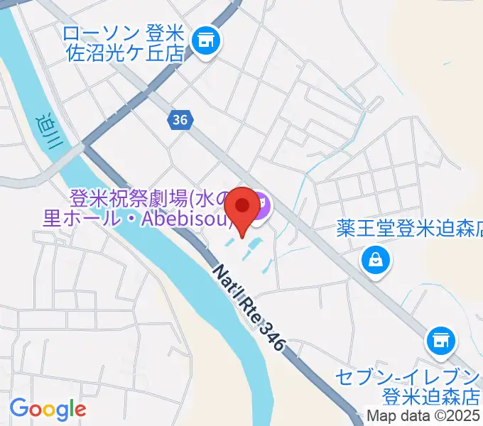 登米祝祭劇場 水の里ホール・Abebisouの地図