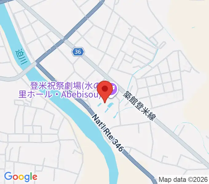 登米祝祭劇場 水の里ホール・Abebisouの地図