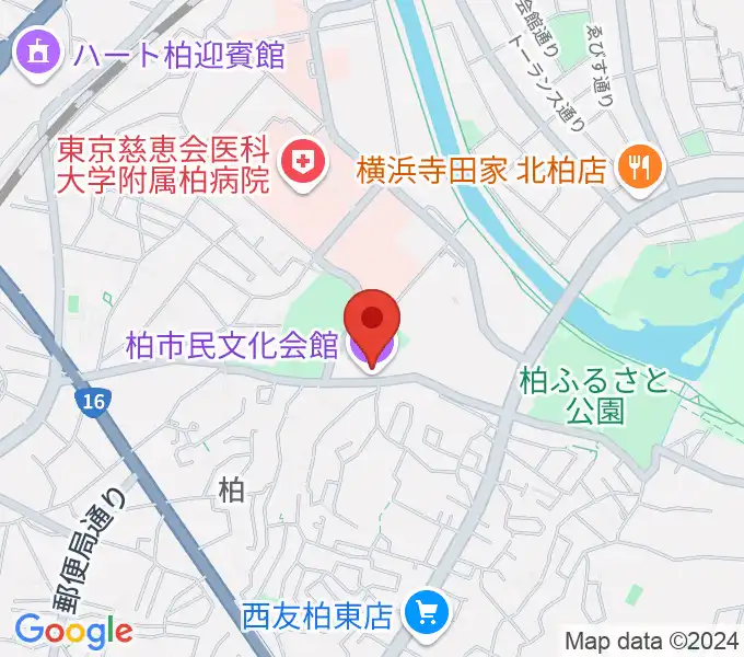 柏市民文化会館の地図