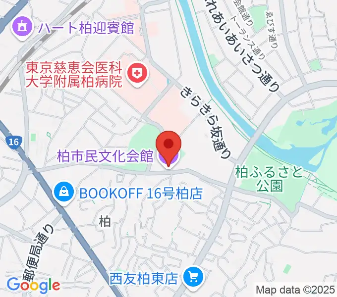 柏市民文化会館の地図
