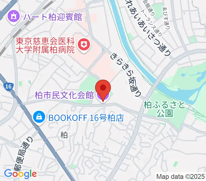 柏市民文化会館の地図