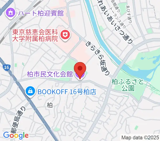 柏市民文化会館の地図