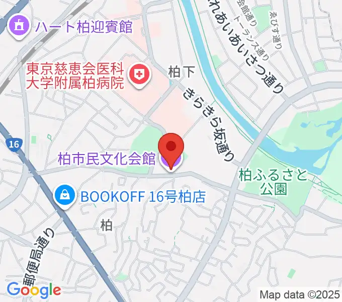 柏市民文化会館の地図