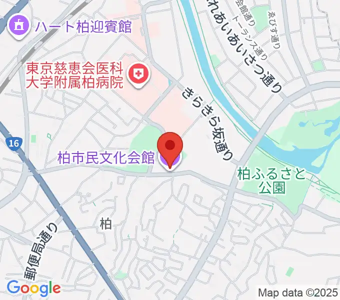 柏市民文化会館の地図