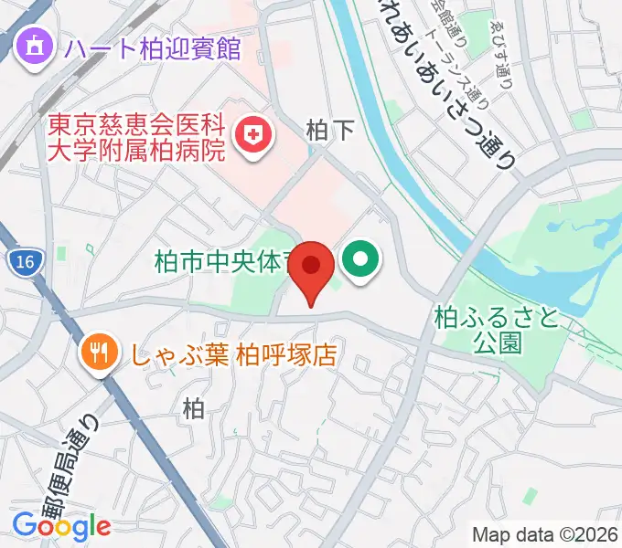 柏市民文化会館の地図