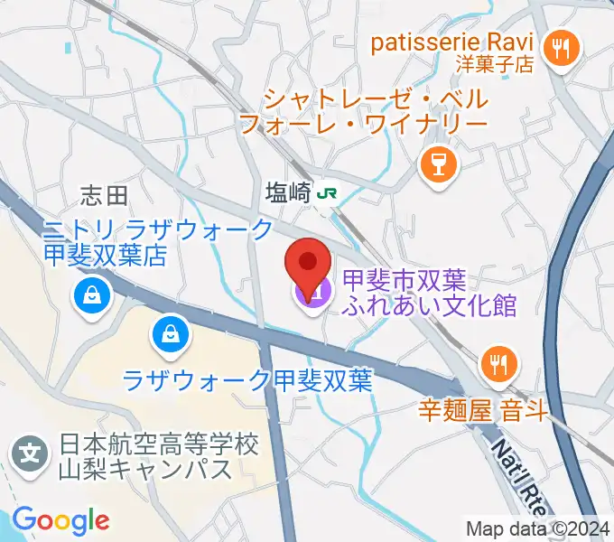 甲斐市双葉ふれあい文化館の地図