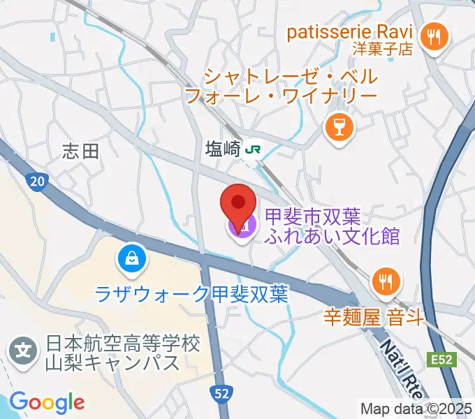 甲斐市双葉ふれあい文化館の地図