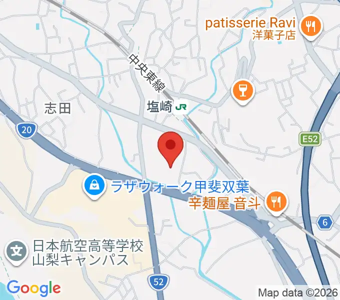 甲斐市双葉ふれあい文化館の地図