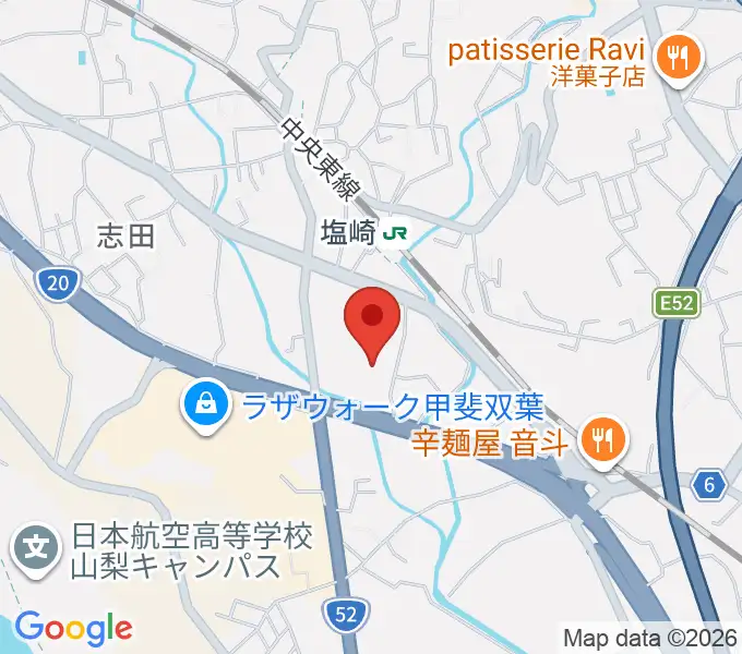 甲斐市双葉ふれあい文化館の地図