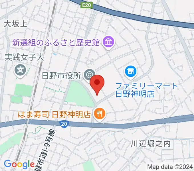 ひの煉瓦ホールの地図