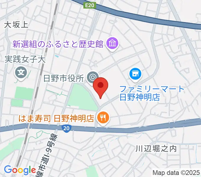 ひの煉瓦ホールの地図
