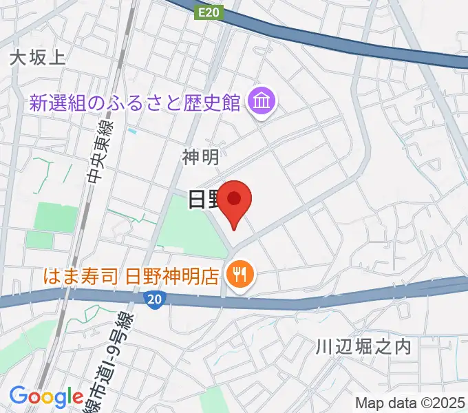 ひの煉瓦ホールの地図