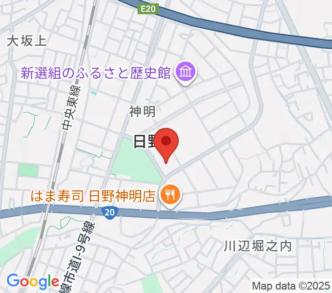 ひの煉瓦ホールの地図