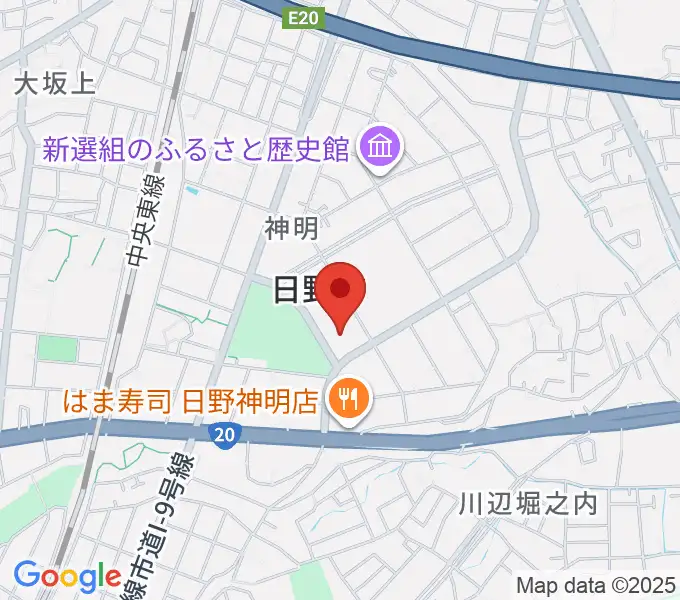 ひの煉瓦ホールの地図