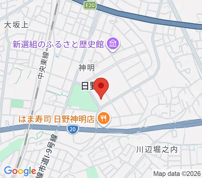 ひの煉瓦ホールの地図